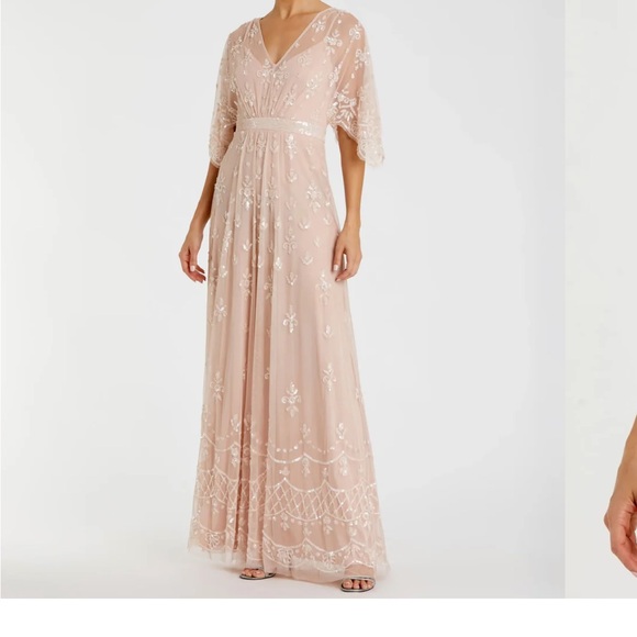 Mac Duggal Blush/Cream Sequin Maxi Dress - Picture 6 of 6